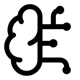 Simplified graphic of a human brain connected by lines and dots representing a neural network.