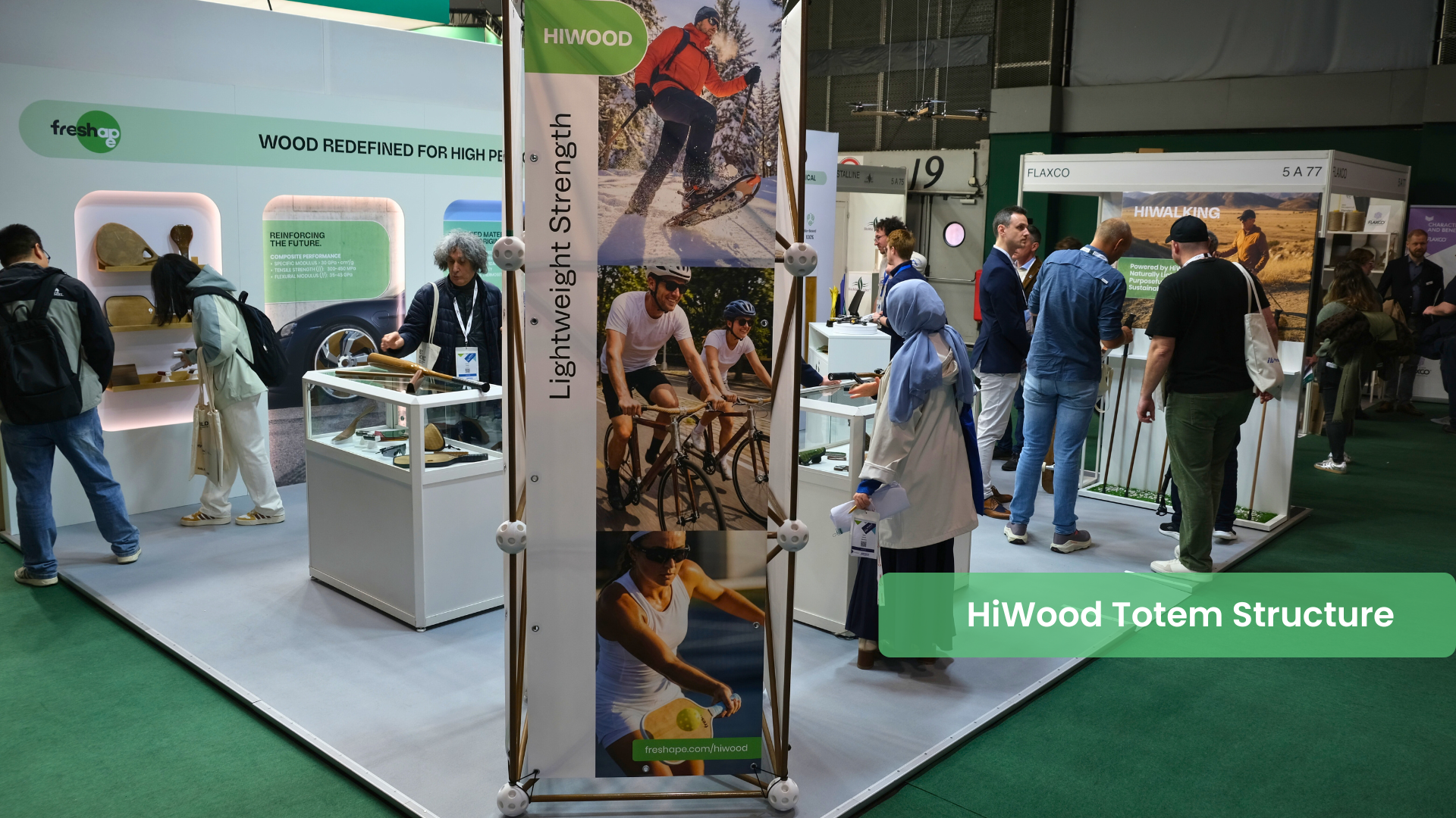 Modular HiWood structure used as an expo display at Freshape's JEC World booth