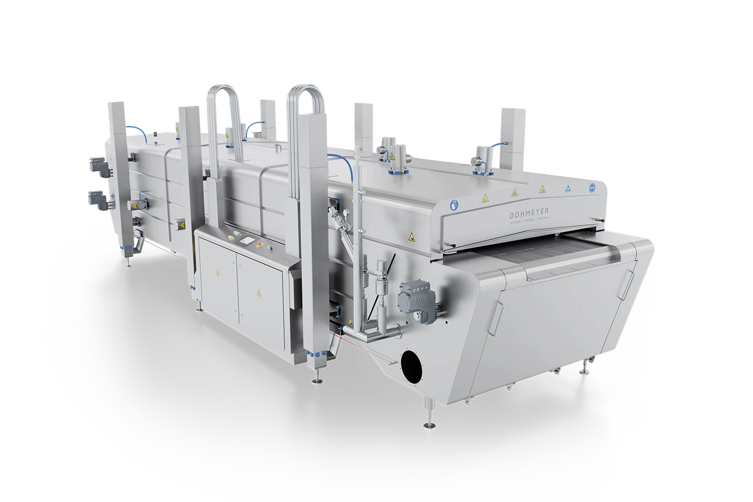 A front view of Dohmeyer Trideck Tunnel Freezer