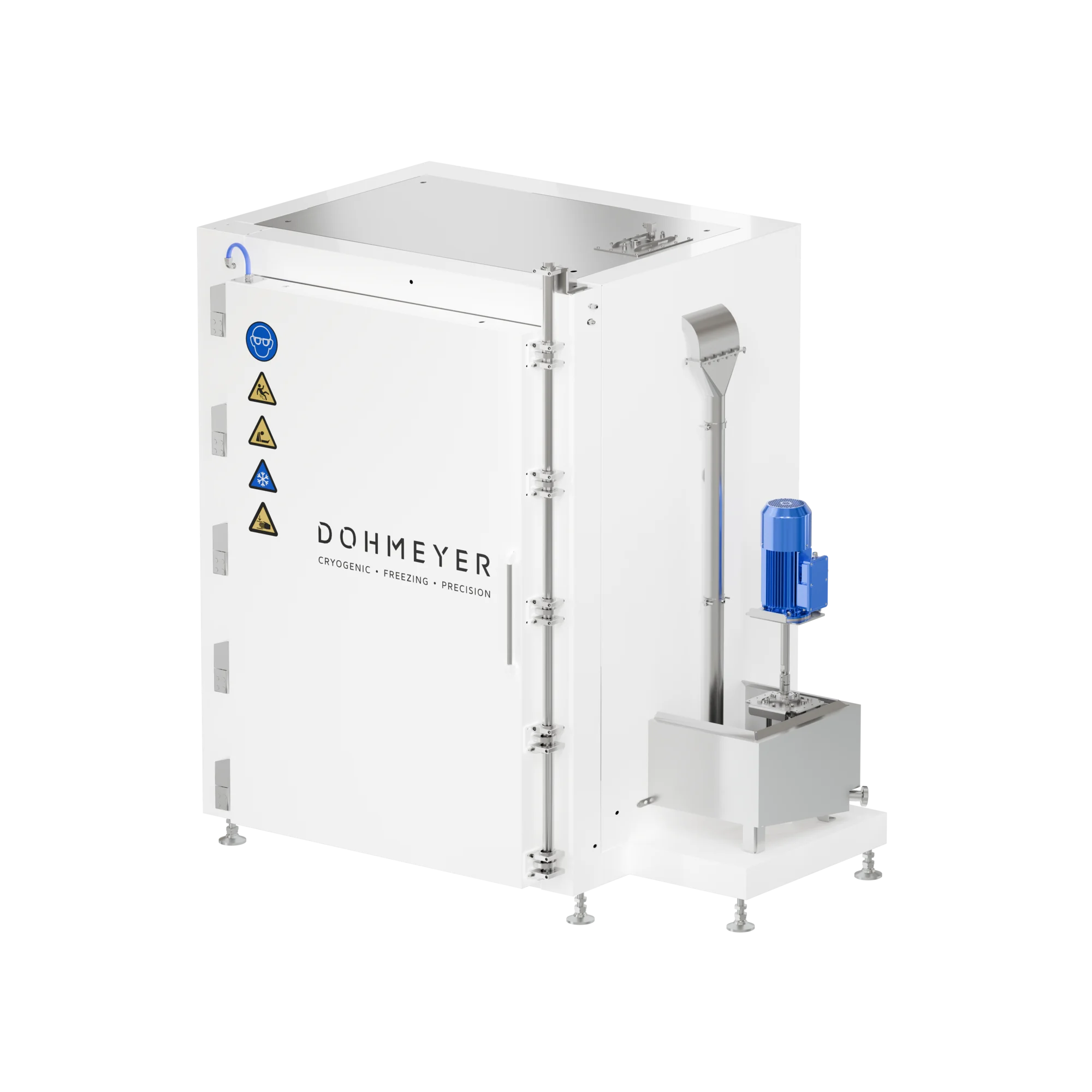 Complete liquid nitrogen Pelletizer by Dohmeyer, built into a safe cabinet