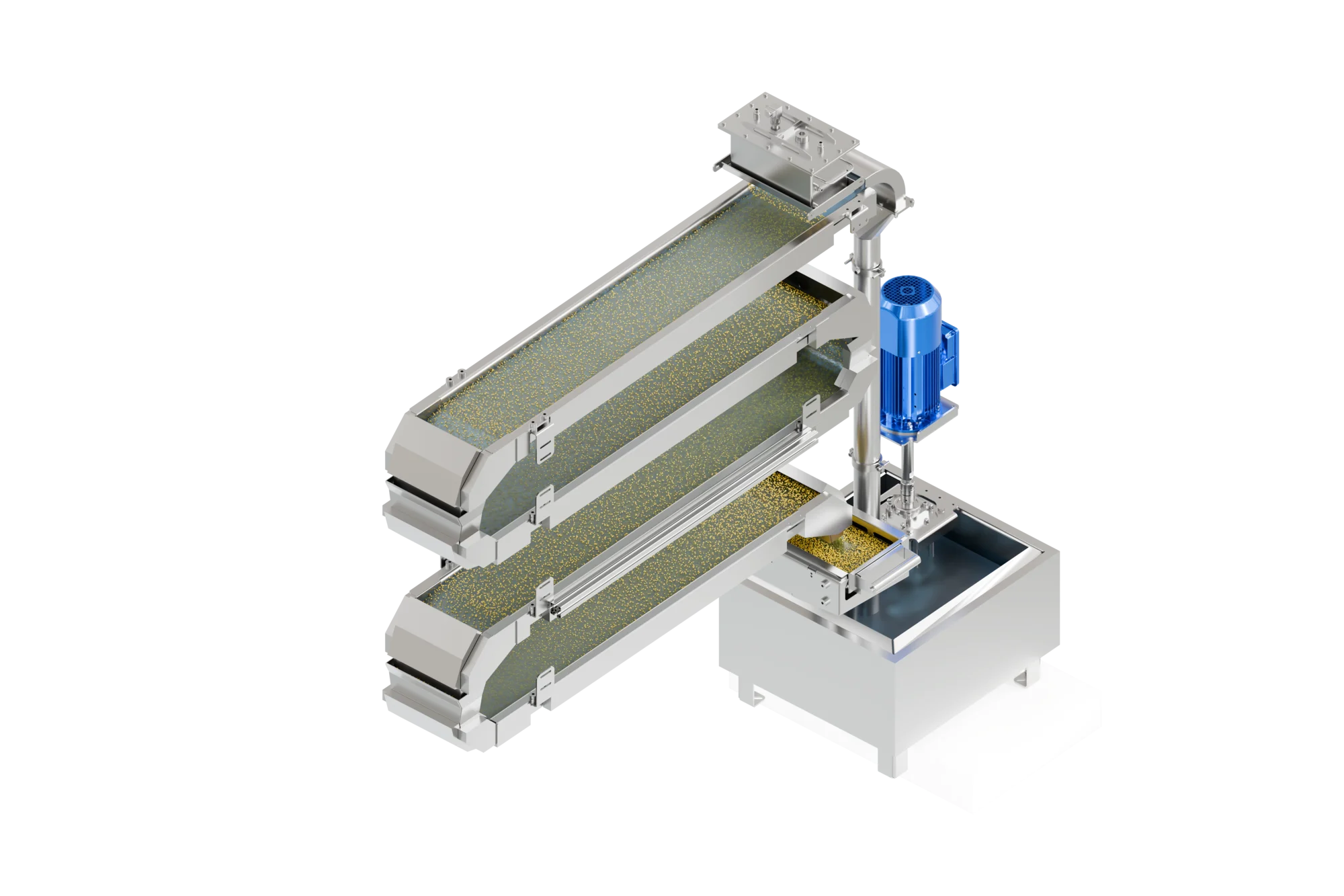 Dohmeyer Pelletizer simple trench with liquid nitrogen flow, cryogenic freezing of pellets