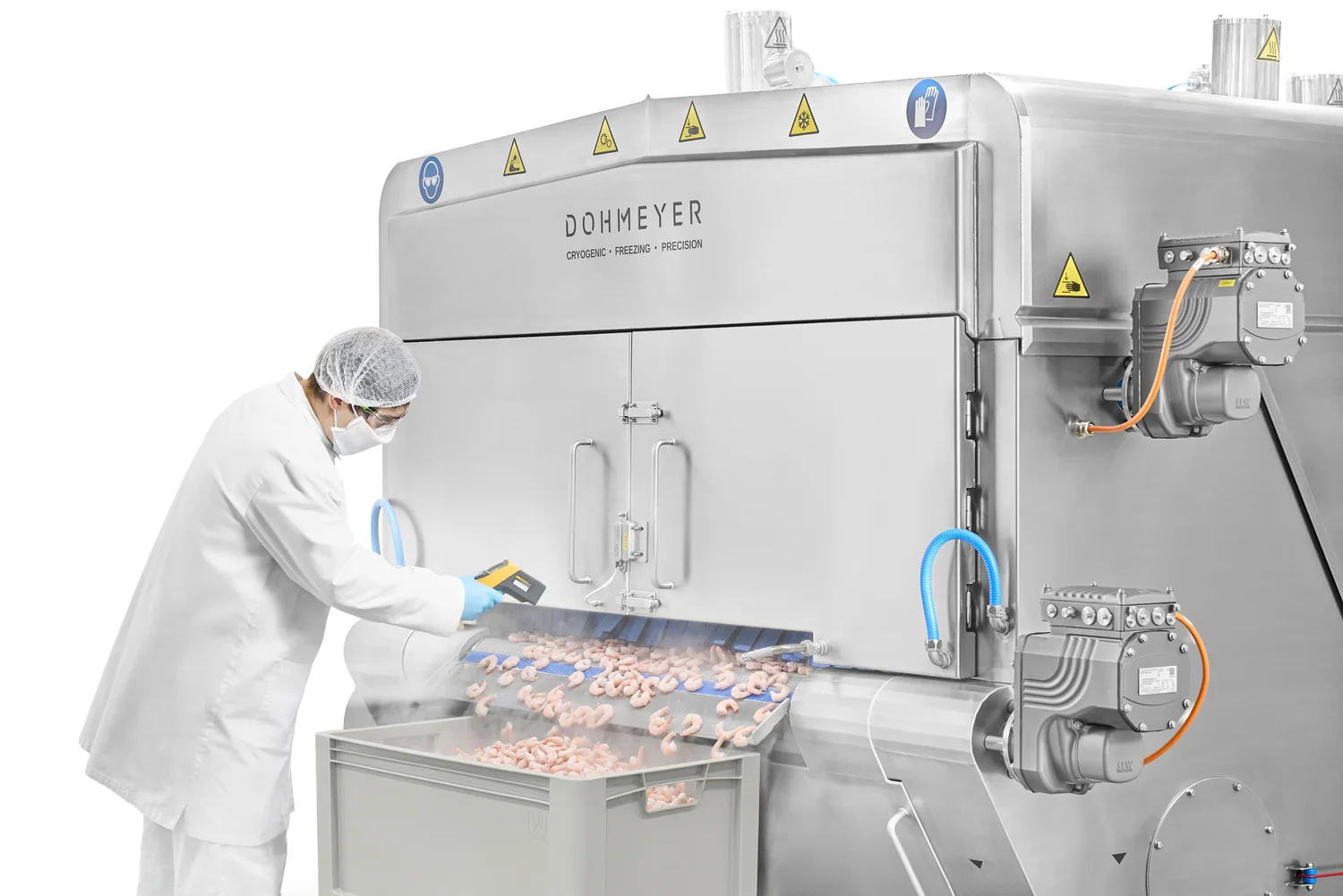 Dohmeyer Trideck tunnel IQF freezing shrimp