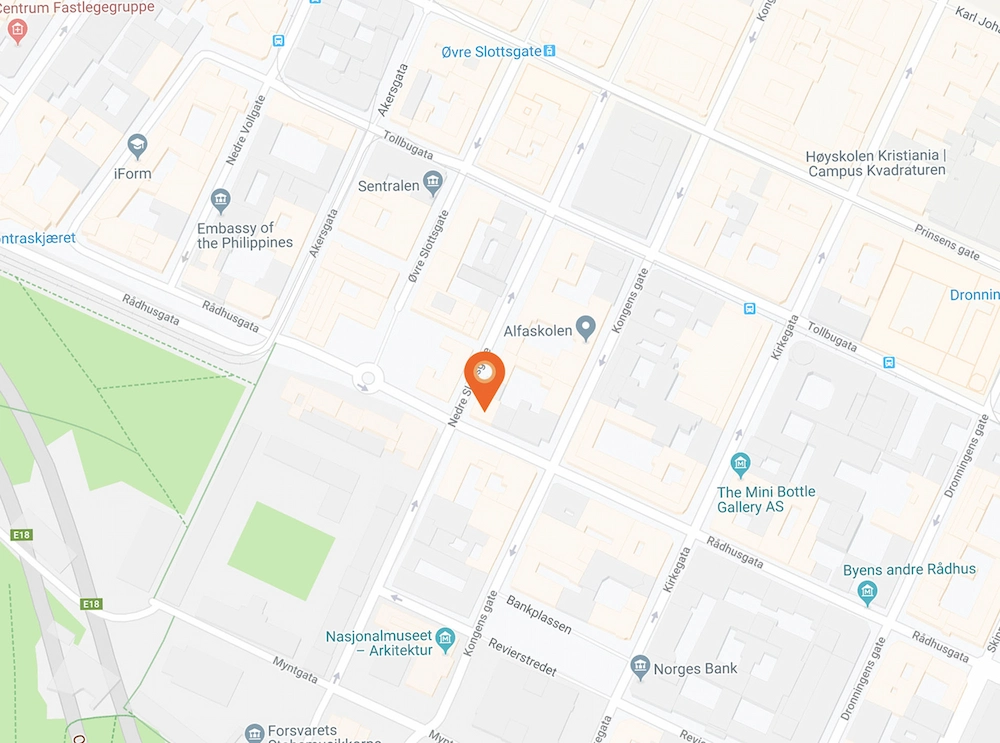 Map showing office location at Rådhusgata 17, OSLO.