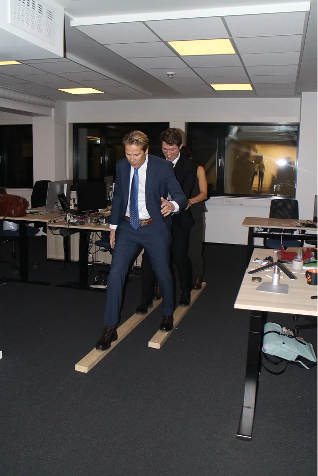 Employees at a team social event.