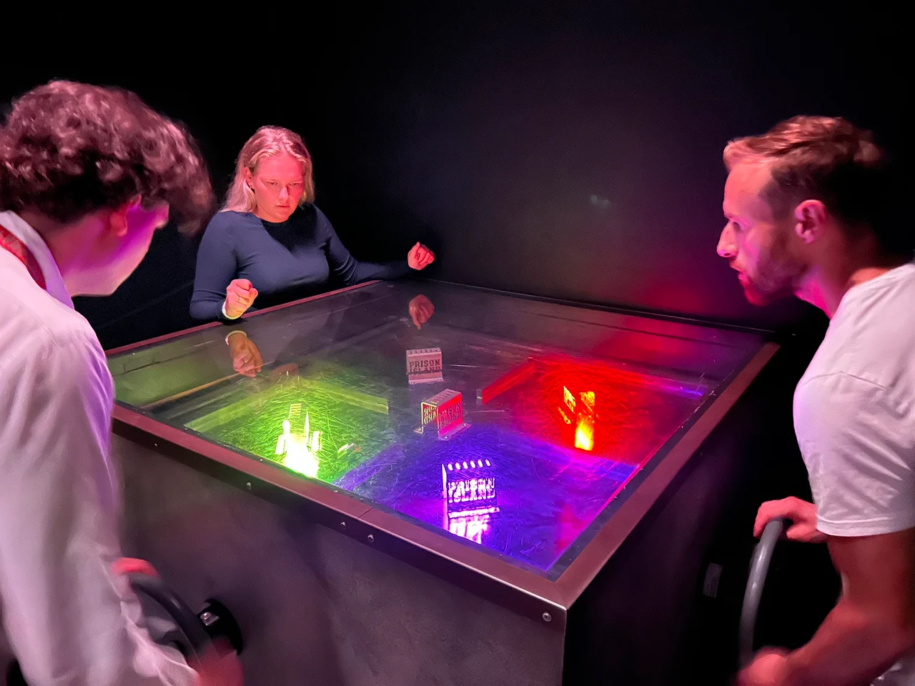 Employees at a team social event.