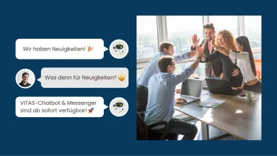 Team feiert Produktlaunch: VITAS Chatbot und Messenger sind ab sofort verfügbar