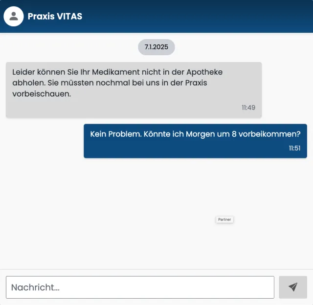 Screenshot vom Chat des VITAS Messenger