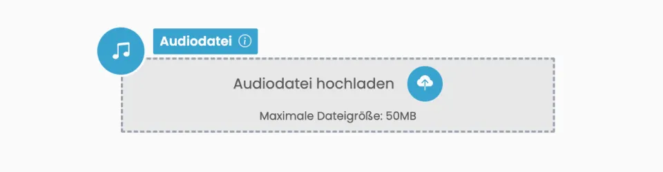 Screenshot von VITAS Plattform wo man Audiodateien hochladen kann
