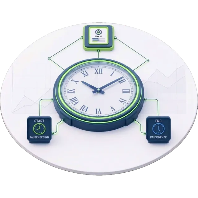 Grafik einer Uhr mit einem Start und Endeblock