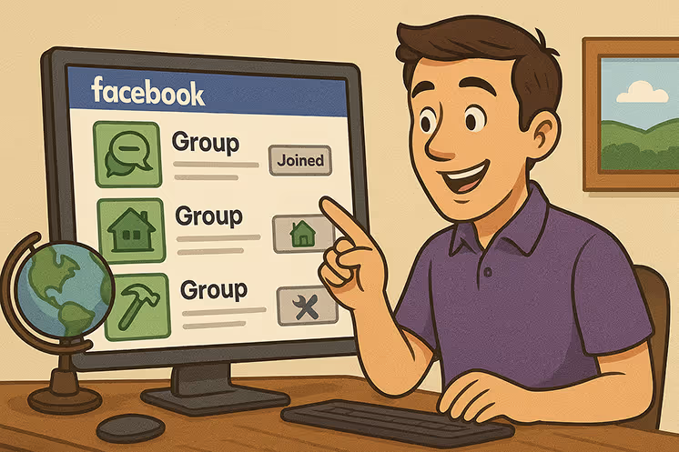 A person looking at Facebook Groups on the computer