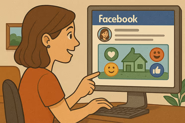 A person looking at a Facebook Page on the computer