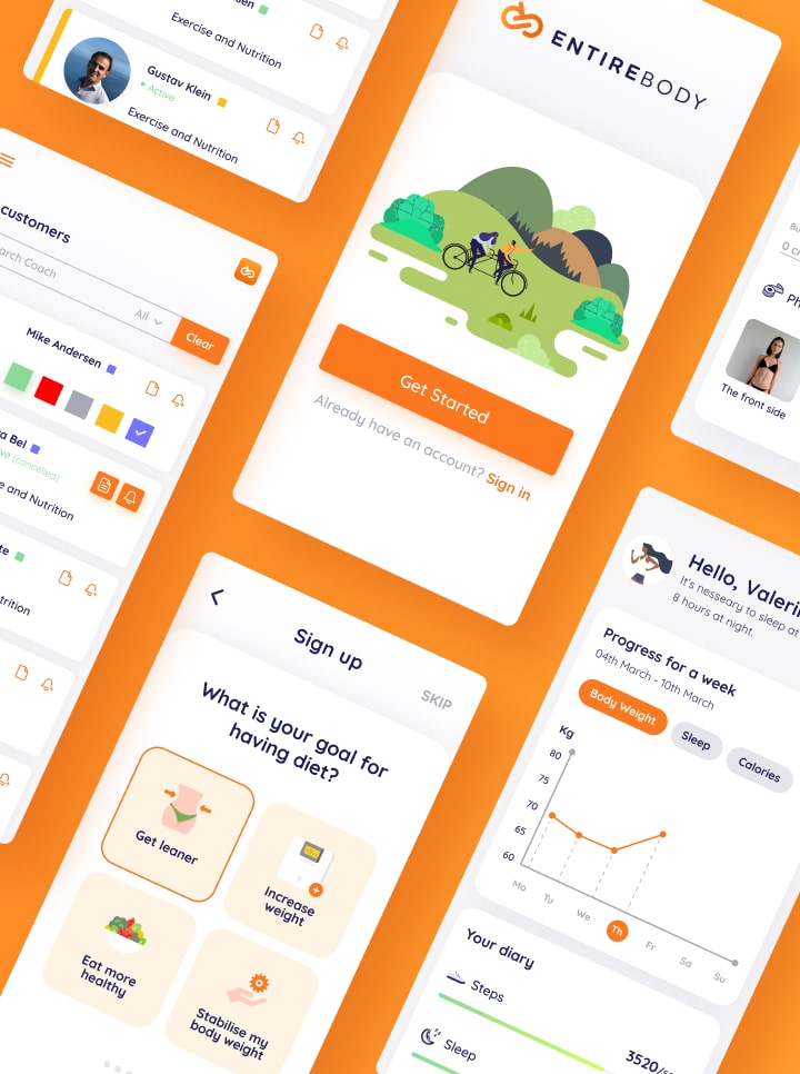 Entirebody mobile app interface