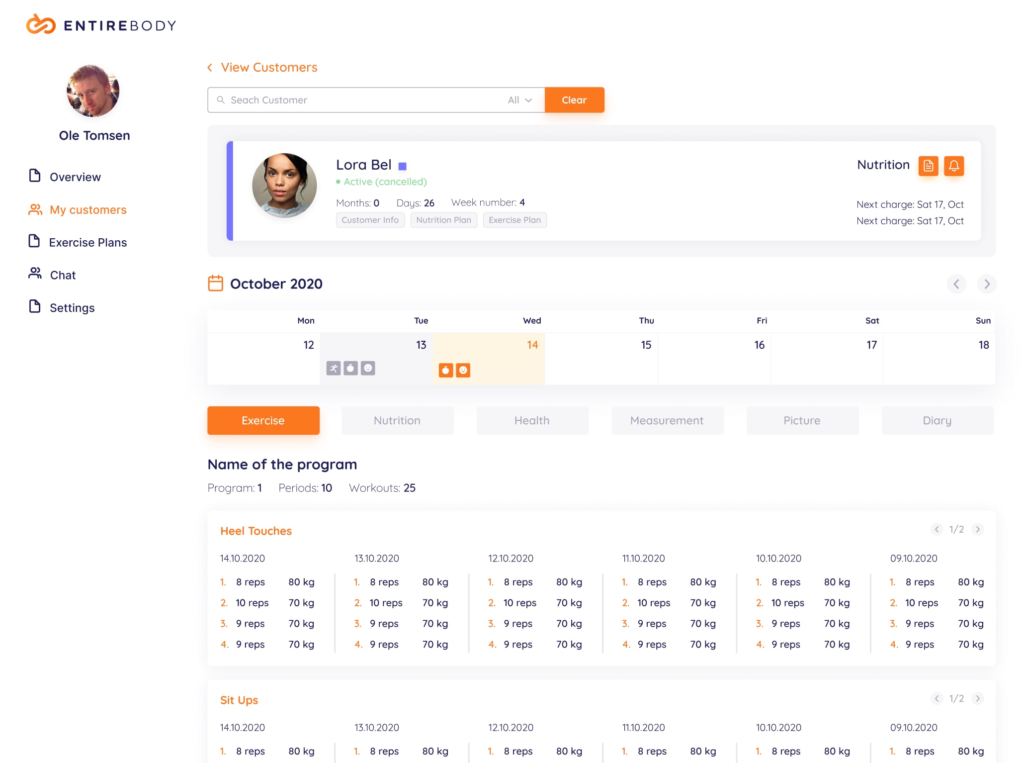 Entirebody app interface