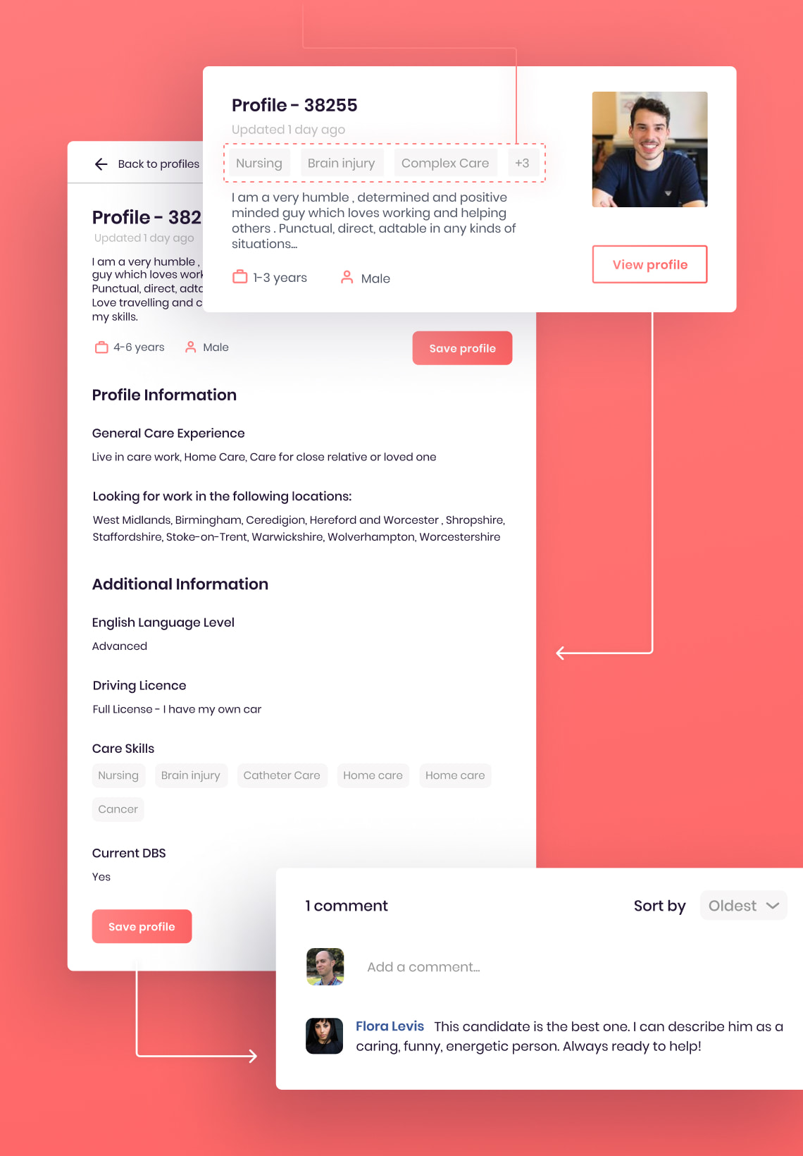jobseeker profile - live in care jobs case