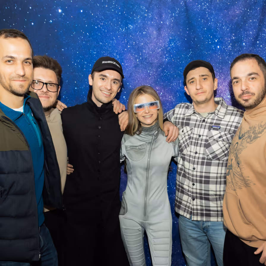Stacy and Roman with guests
