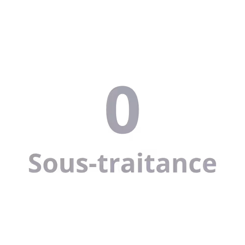 Chiffre zéro gris avec le texte 'Sous-traitance' en dessous sur fond noir.