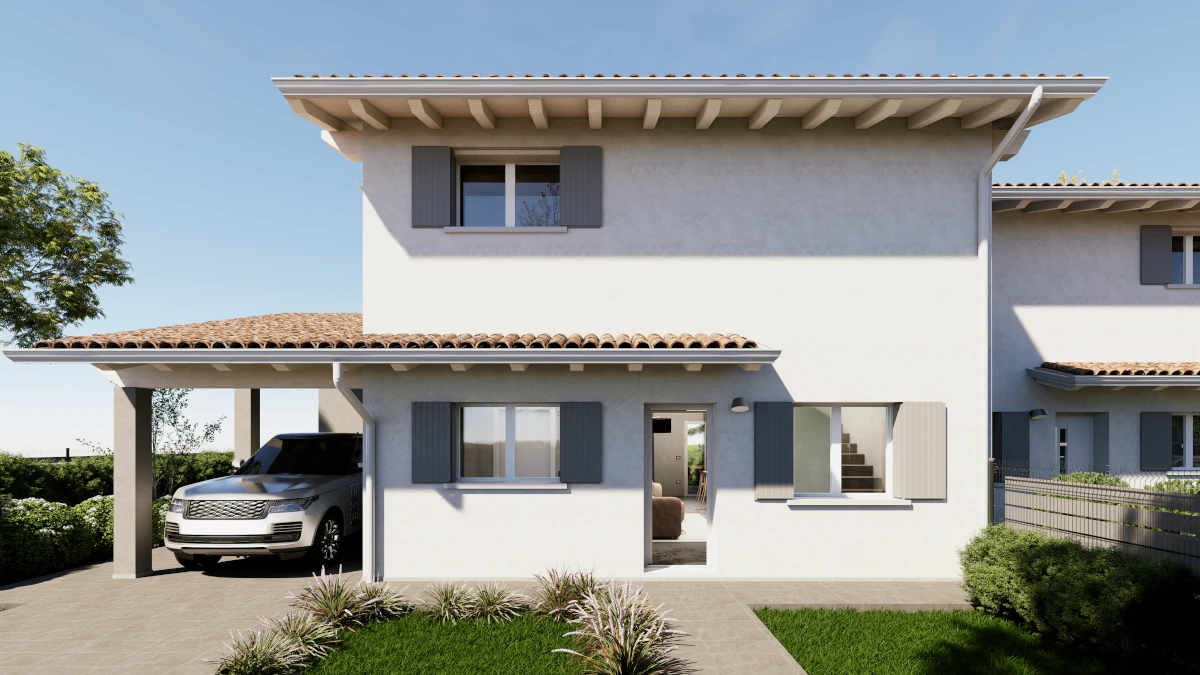 Fronte della casa con porta aperta - Le abitazioni - Residenza Molinèa