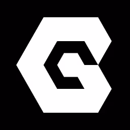 Schwarzer Hintergrund mit einem weißen sechseckigen Symbol, das den Buchstaben G darstellt.