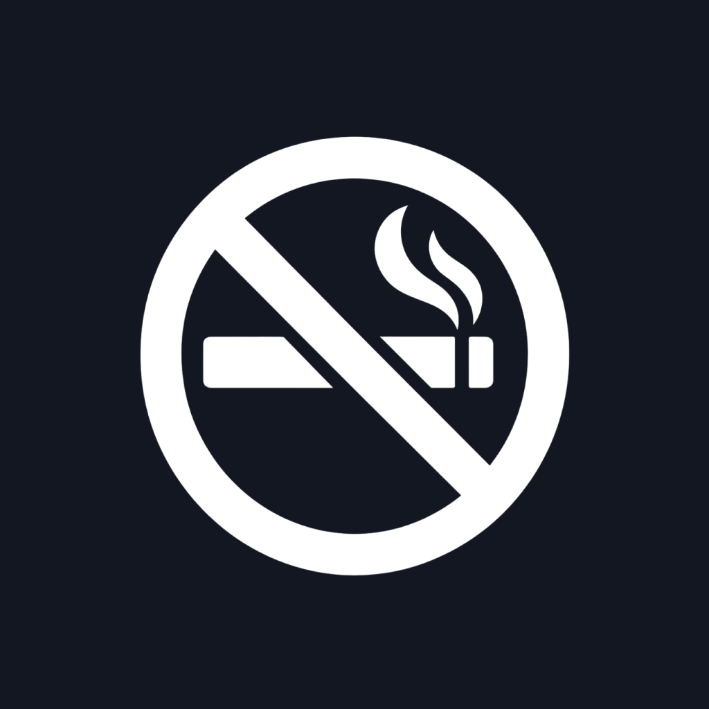 Logo of the Breev App, a white no-smoking sign