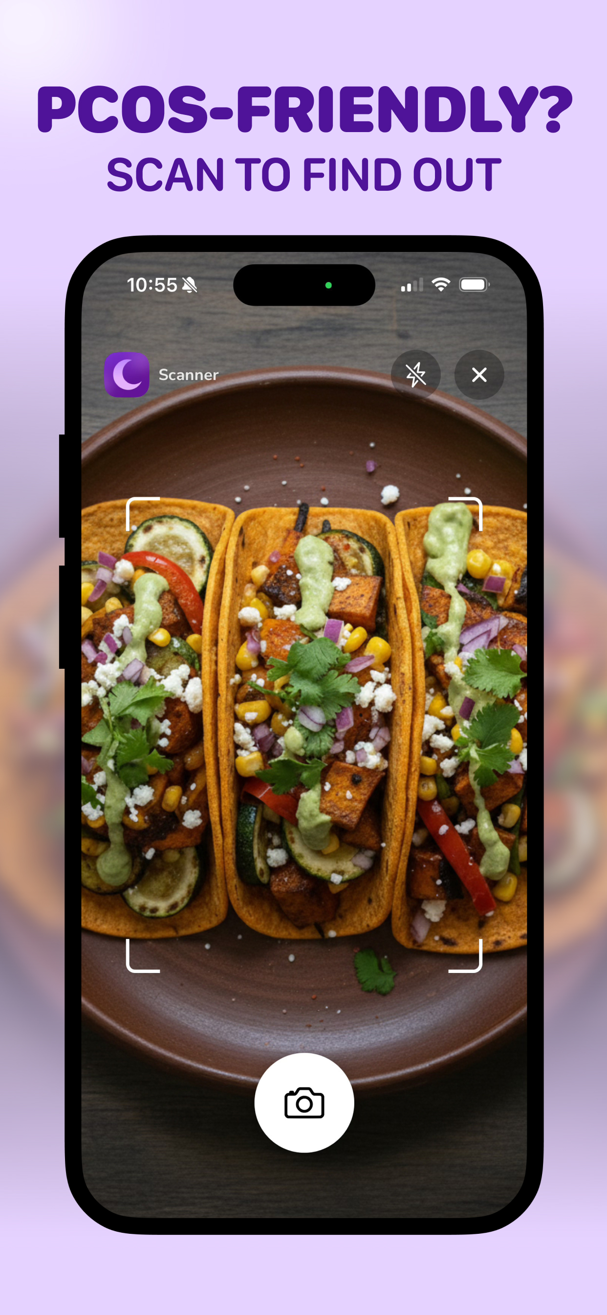 Selena PCOS App scanning a tacos