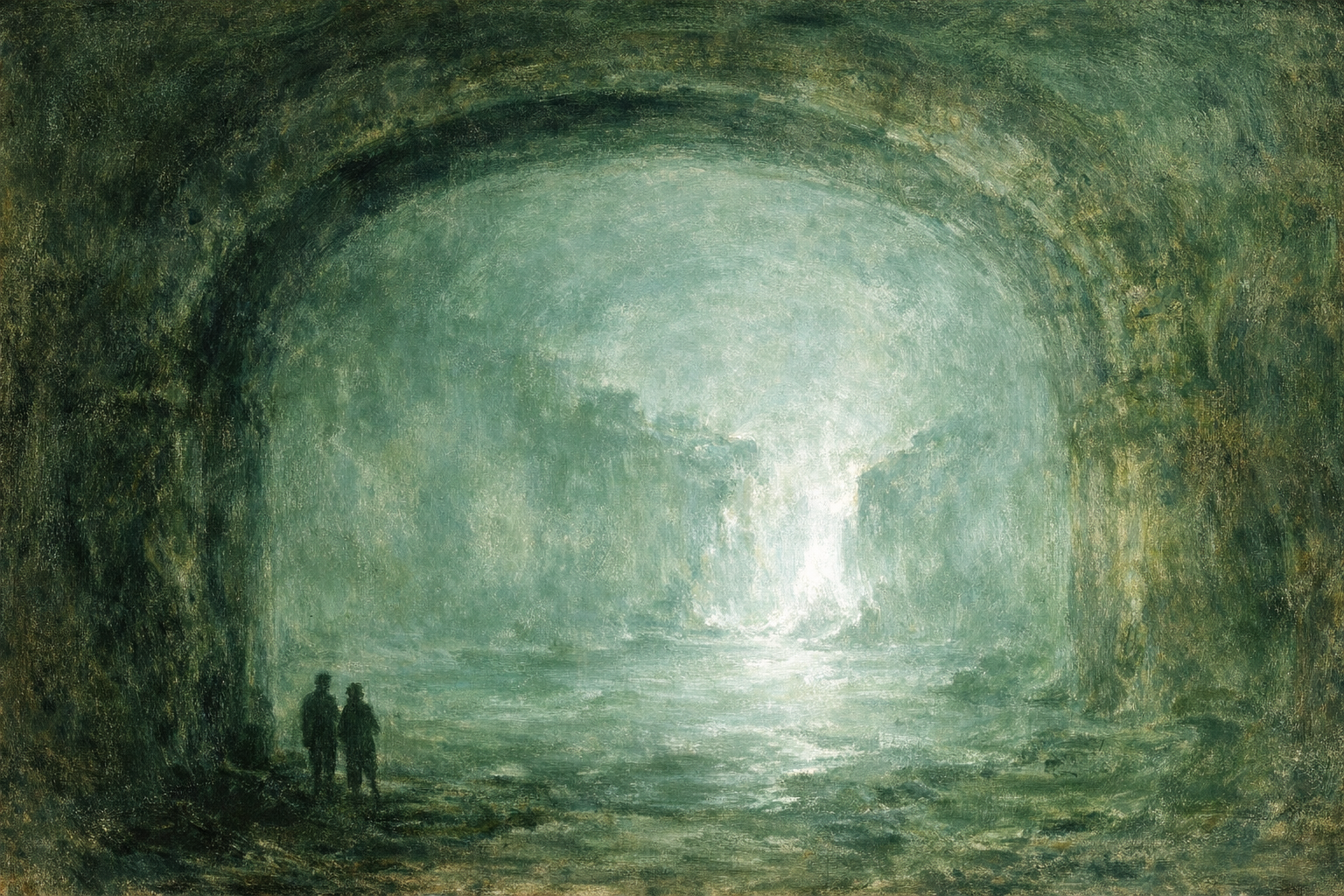 ancient stone archway with light flooding through from a sealed interior chamber