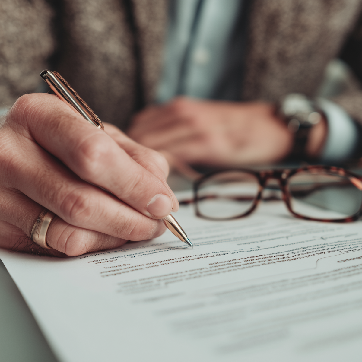Person about to sign a contract