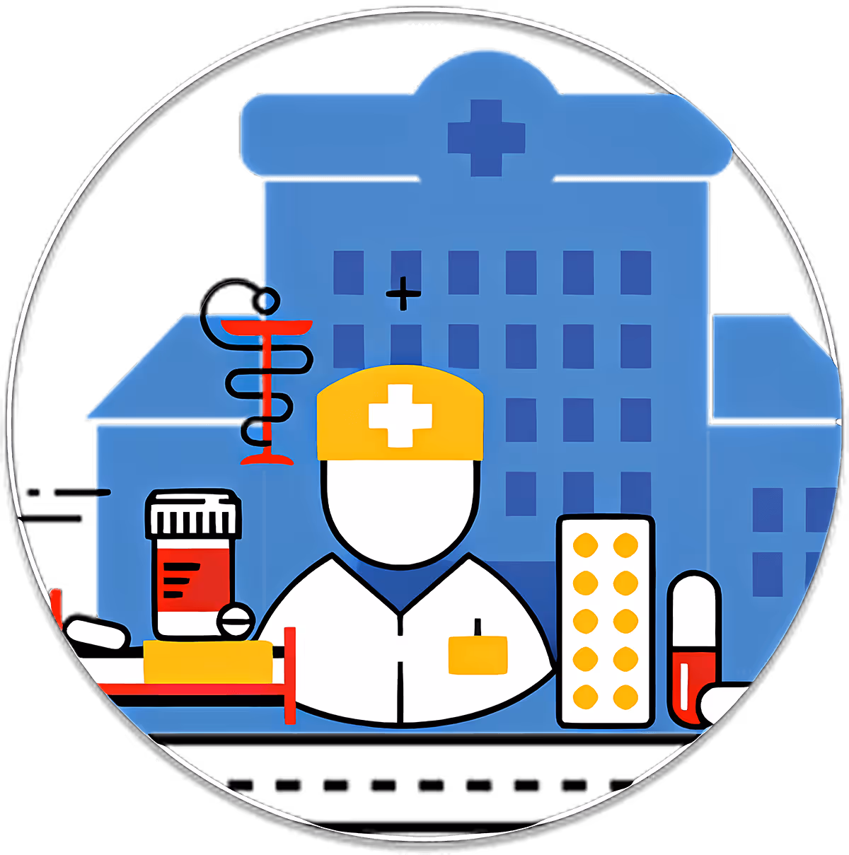 hospital, doctor, medicines and hospital - illustration
