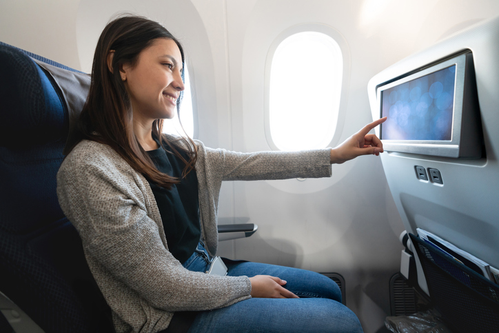 Lady on airplane