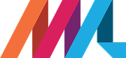 The NML logo - with orange, pink and blue colours.