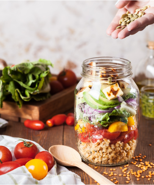 mason jar full of food