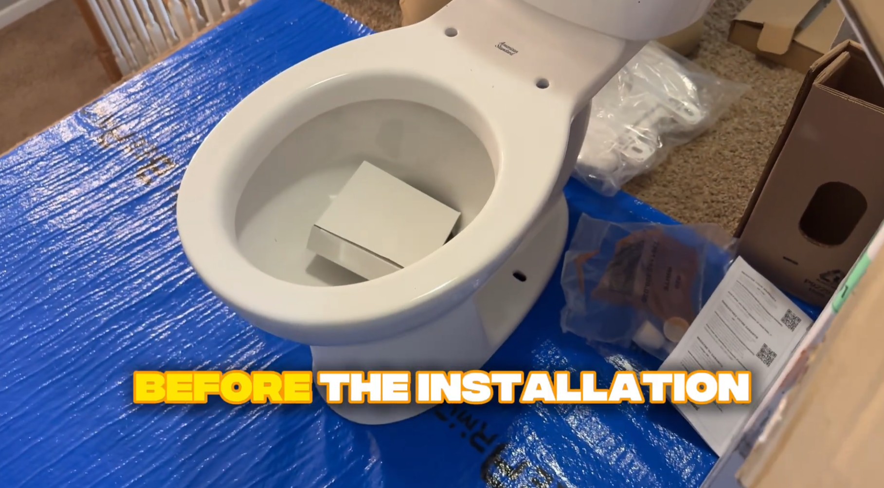 New toilet before installation