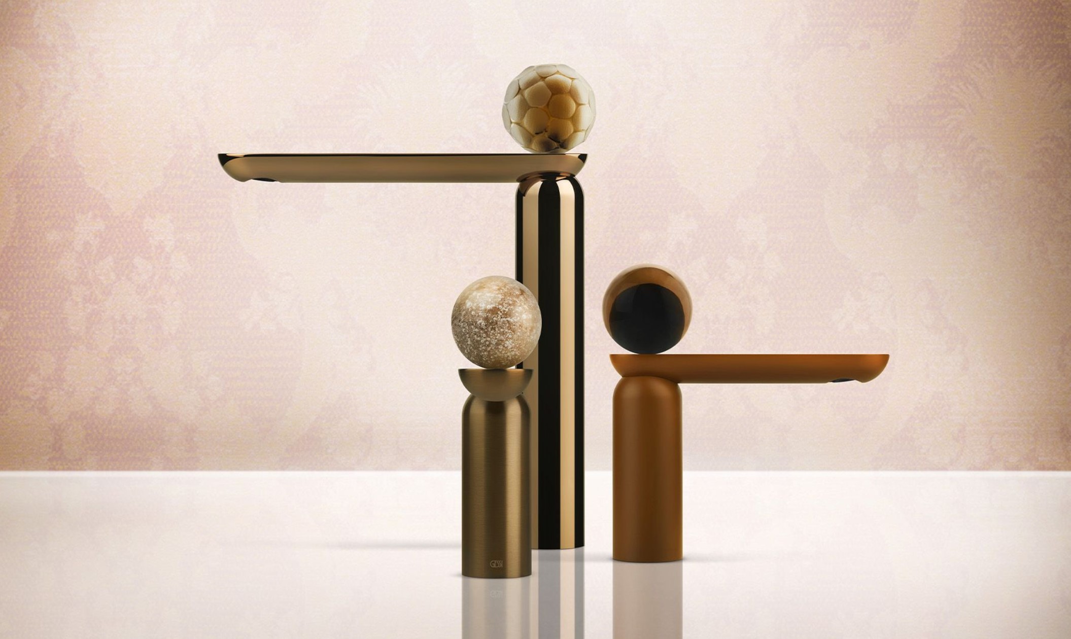 Robinetterie Gessi, mitigeur en finition bronze