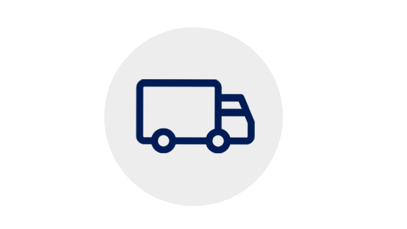 A truck icon on a grey background
