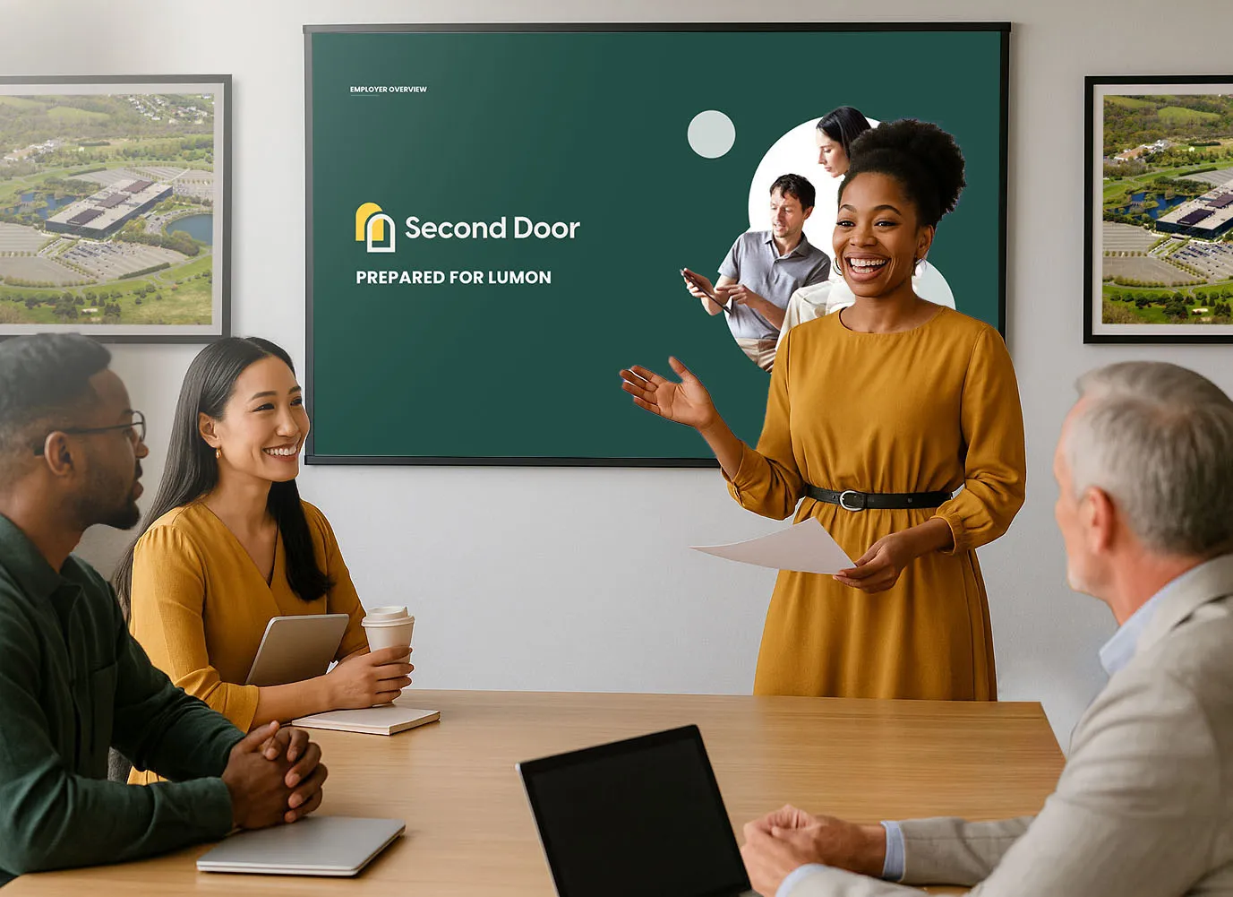 A benefits leader reviews a new MSK management solution with her team