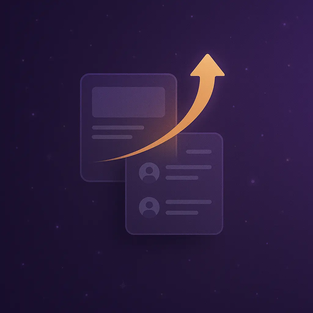 website interface with gold arrow pointing up