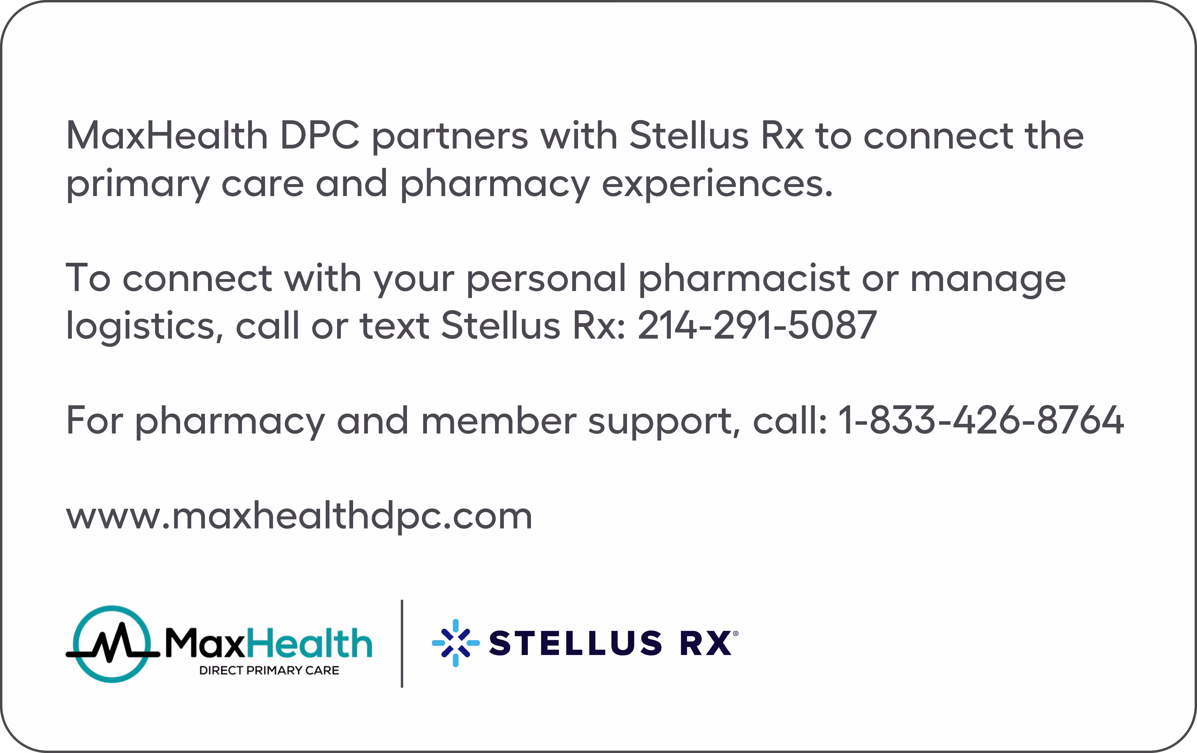 Back of the pharmacy discount card.