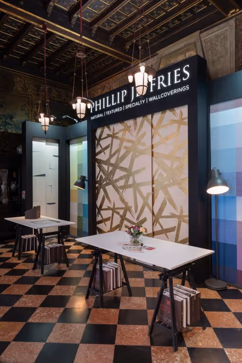 A Milanese house museum served as the perfect backdrop for Phillip Jeffries’s textural wallcoverings in Milan.