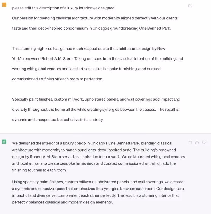 Donna Mondi often plays around with several versions of a paragraph to achieve a final result.