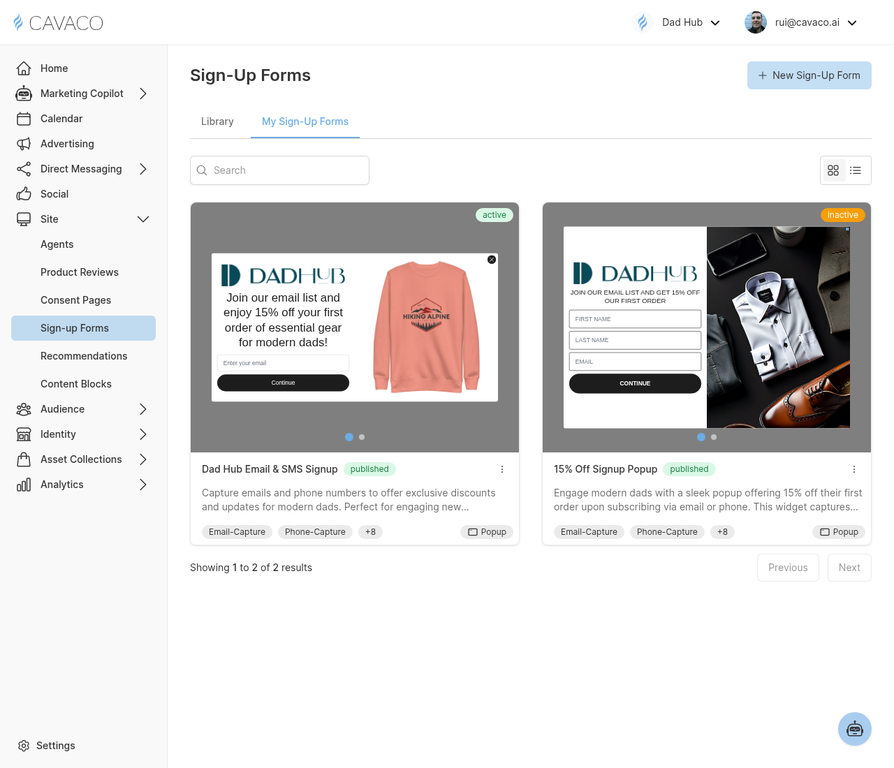 Site - Sign-up Forms