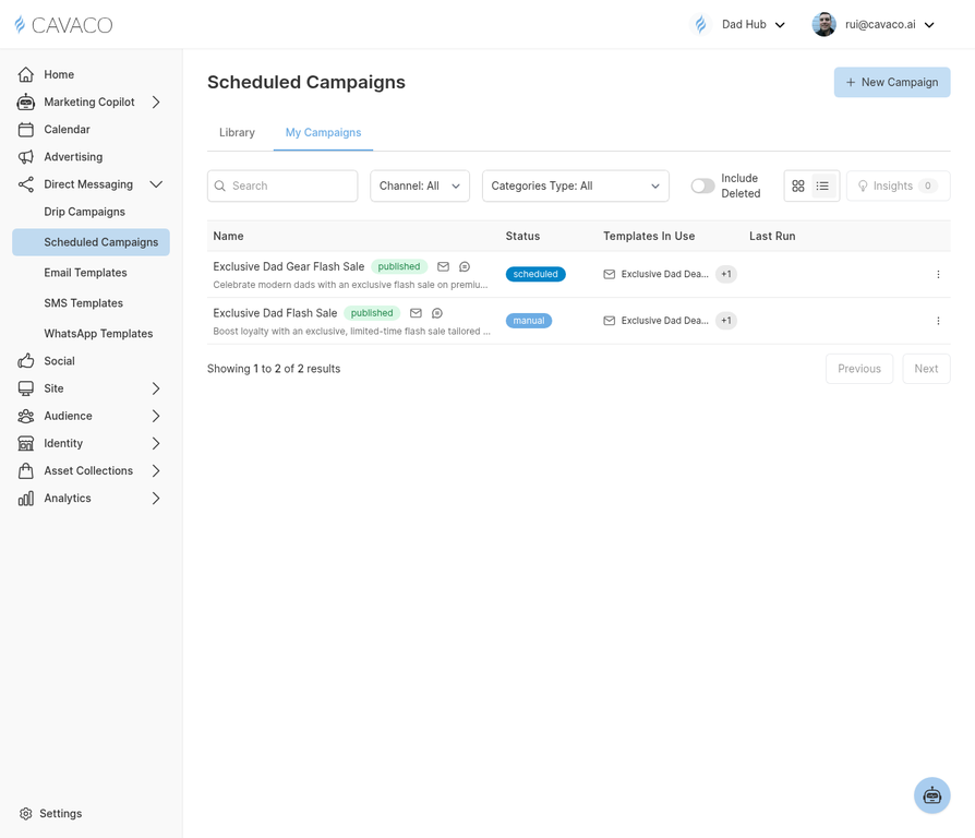 Direct Messaging - Scheduled Campaigns