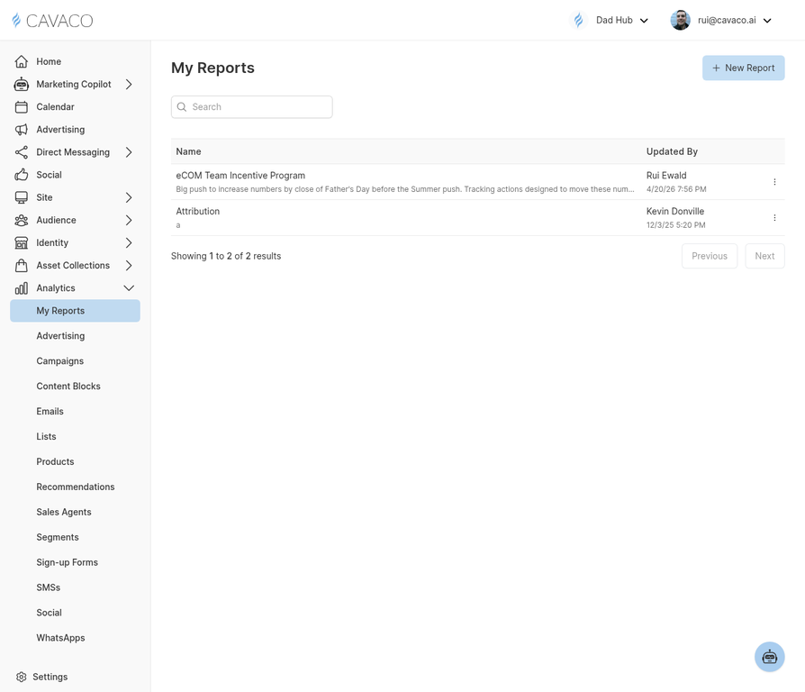 Analytics - My Reports