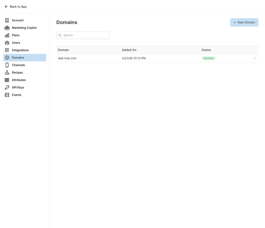 Domain Settings Configuration