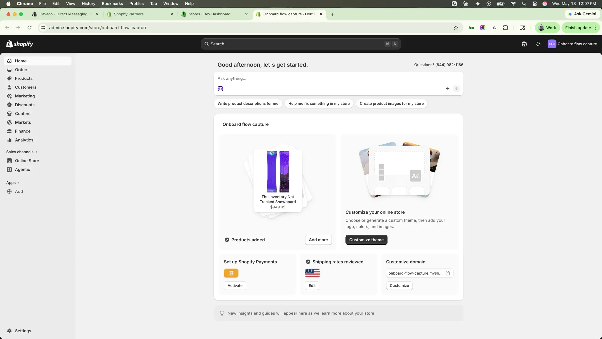 Shopify Admin Home