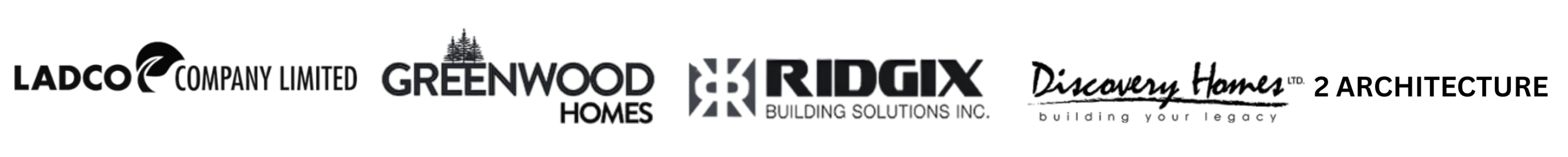 Logos of ATG partner companies: Porchlight Developments, Double L Construction, Waterside Development Corp., SE Homes, Discovery Homes, StreetSide Developments, 2 Architecture, 21 Century Builders, and Eagle Homes.
