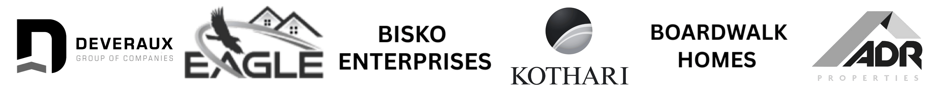 Logos of ATG partner companies: Porchlight Developments, Double L Construction, Waterside Development Corp., SE Homes, Discovery Homes, StreetSide Developments, 2 Architecture, 21 Century Builders, and Eagle Homes.