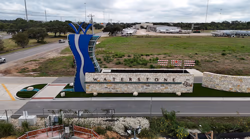 Aerial of Waterstone entryway sign
