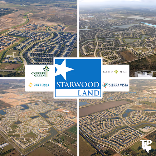 Aerials of all four Astro Texas projects with a Starwood logo in the center