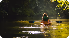 A woman kayaking