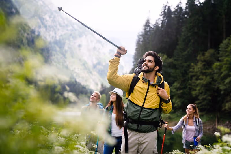 A group of friends hiking