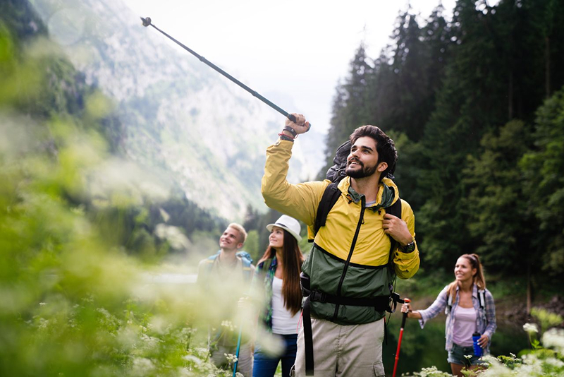 A group of friends hiking